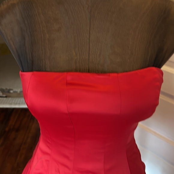 Red and Black Satin Strapless Dress - Picture 2 of 4
